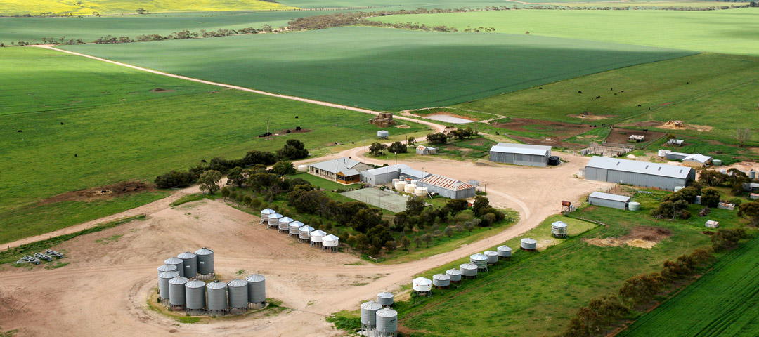 aerial photo of the Broomfield farm and land